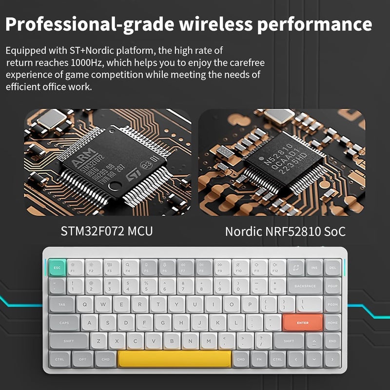 Nuphy Air75 V2 Portable 75% Mechanical Keyboard,Wireless Keyboard,Supports Bluetooth/2.4G/USB-C RGB Bluetooth Keyboards,Compatible with Windows/Mac OS/Linux Systems White-Gateron Blue Switch - Image 5