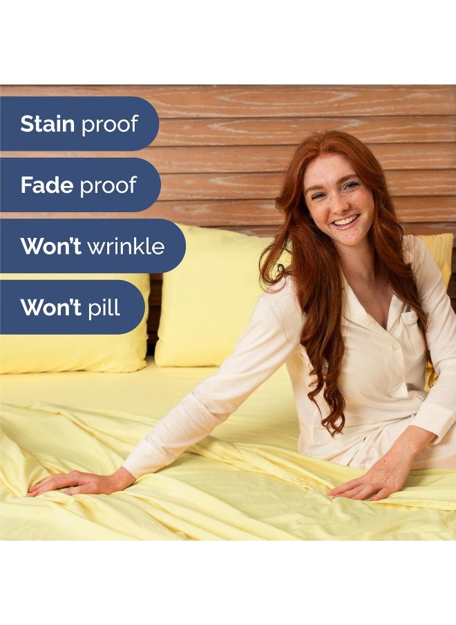 CGK Unlimited - CGK Unlimited Twin XL Sheet Set - 4 Piece Sheets - Dorm Room Bed Sheets - Hotel Luxury Bed Sheets - Extra Soft - Deep Bed Sheets Pockets - Easy Fit - Breathable & Cooling Touch - Yellow Twin XL Sheets - Image 1