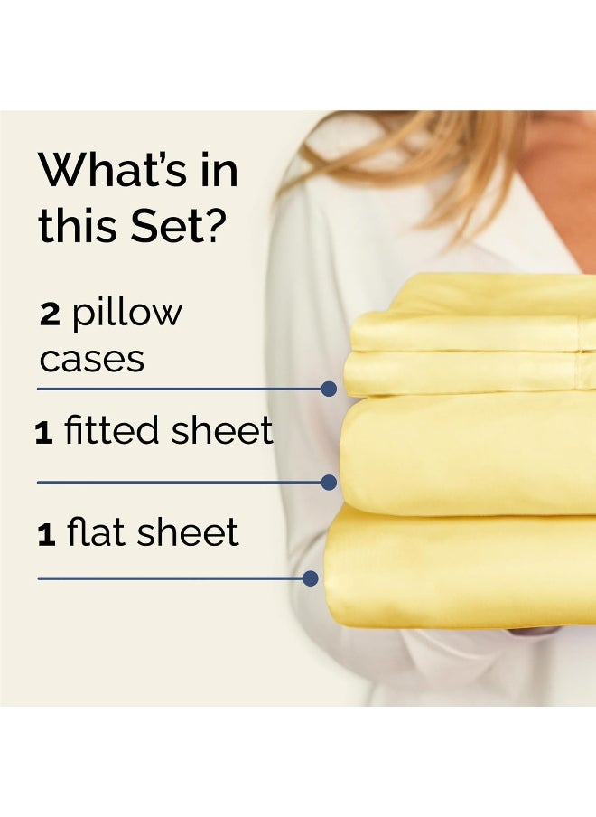 CGK Unlimited - CGK Unlimited Twin XL Sheet Set - 4 Piece Sheets - Dorm Room Bed Sheets - Hotel Luxury Bed Sheets - Extra Soft - Deep Bed Sheets Pockets - Easy Fit - Breathable & Cooling Touch - Yellow Twin XL Sheets - Image 1