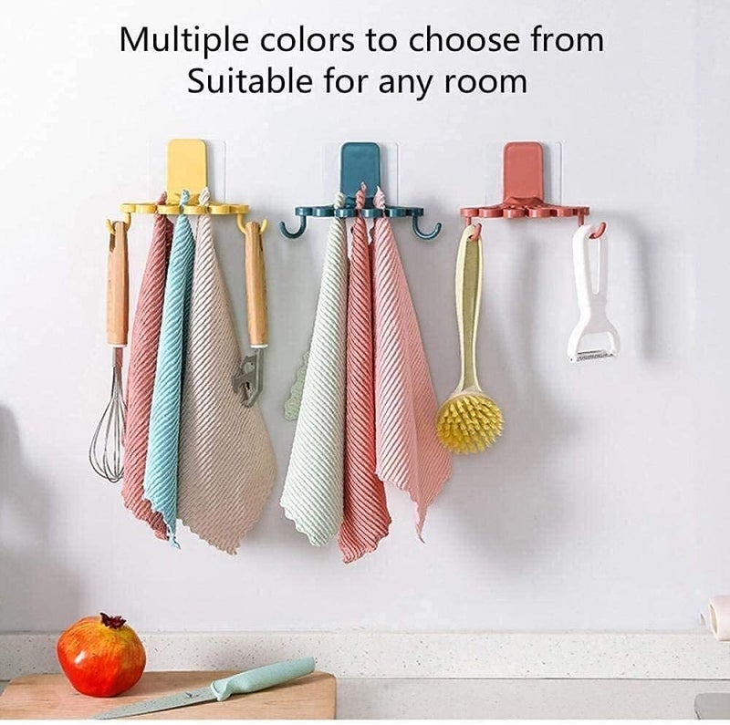 Rasikvar Self Adhesive Flower Shaped Towel Hanger/Towel Holder/Napkin Holder/Napkin Hanger/Towel Rack/Towel Organizer with Wall Hanging Hooks for Kitchen, Bathroom, Home (1) - Image 3