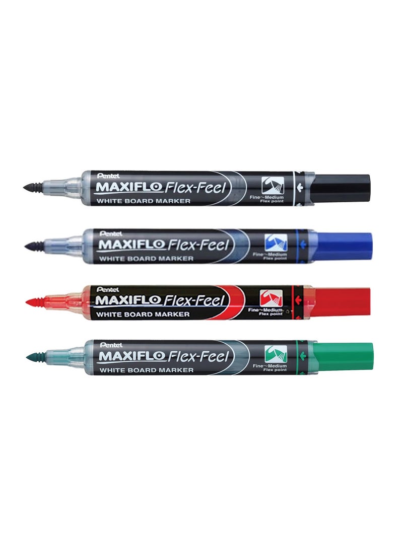 Pentel 4-Piece Maxiflo Flexible White Board Marker Multicolour  - Image 2