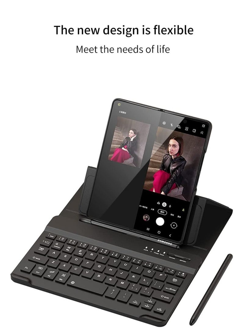ELTRAZONE Samsung Galaxy Z Fold 4 Case Screen Protector Keyboard Leather Case Stylus Pen Slot Phone Office Kit Folding Phone Cover for Samsung Galaxy Z Fold 4 5G - Image 4