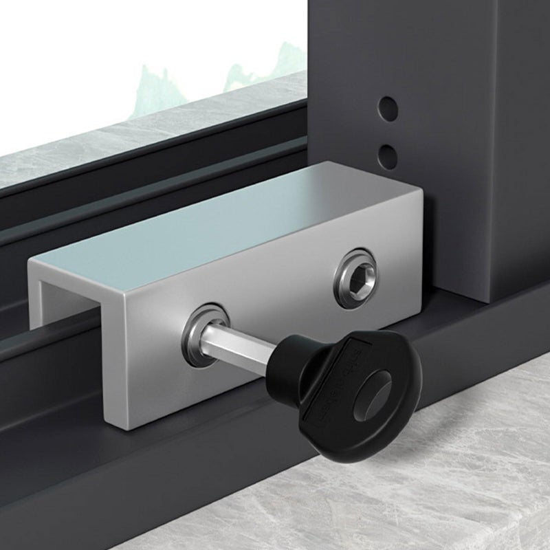 Silver 16mm Short Sliding Security Window With Adjustable Aluminum Alloy Door Stoppers - Image 5