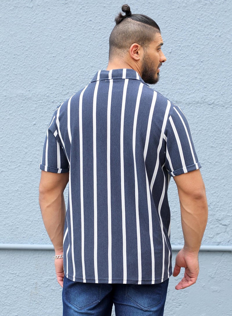 Instafab Plus Contrast Halo Striped Shirt - Image 2