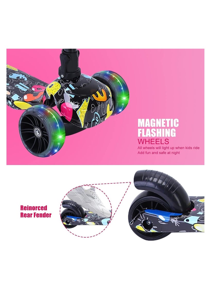 XICEN - 2 in 1 Kids Scooter Adjustable Height Foldable Kick Scooter with Removable Seat, LED Light Flashing Wheel - Image 1