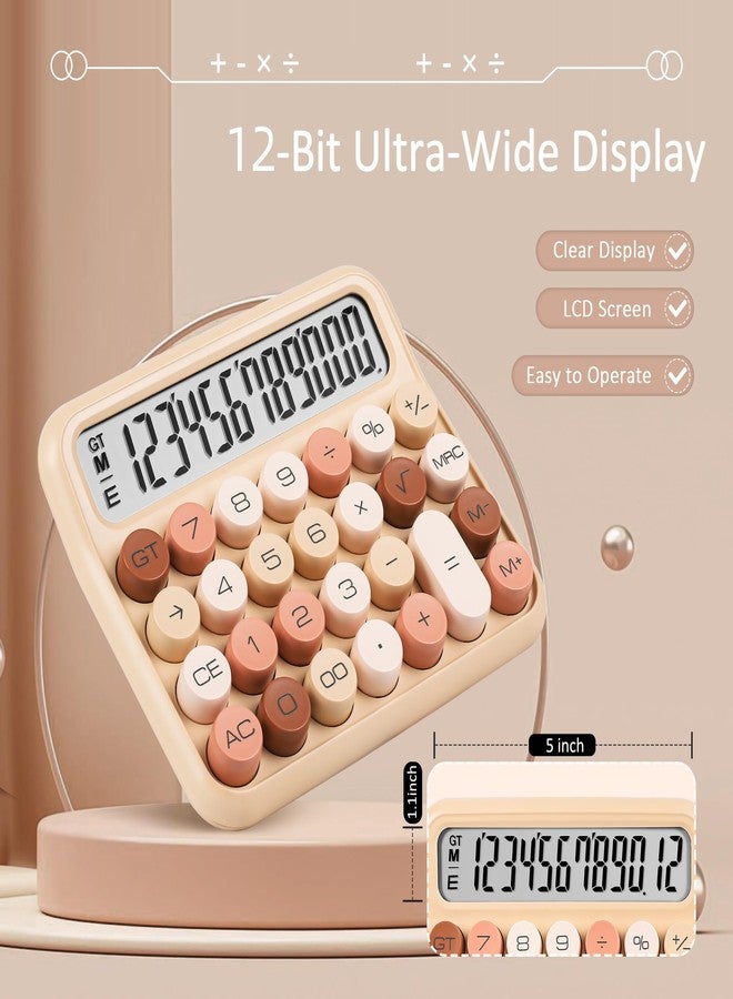 VEWINGL Mechanical Calculator 12 Digit Desk Calculator with Extra Large 5" LCD Display, Big Easy-Press Buttons, 15° Tilted Screen, Office & School Desktop Calculator - Image 5
