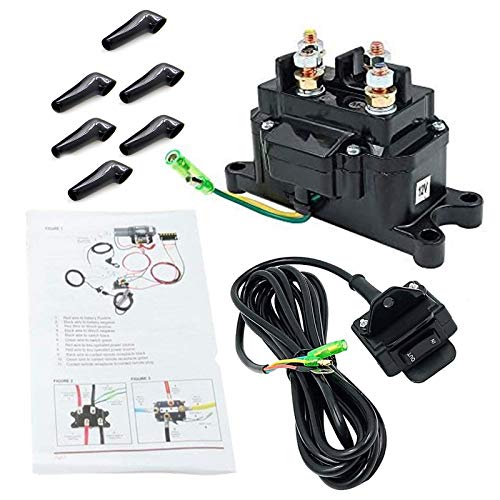 KanSmart 12V 250A Winch Solenoid Relay Contactor & Winch Rocker Thumb Switch Combo with Handlebar Control Kit Compatible with ATV UTV 3000lbs-5000lbs Polaris 800 1000 - Image 1