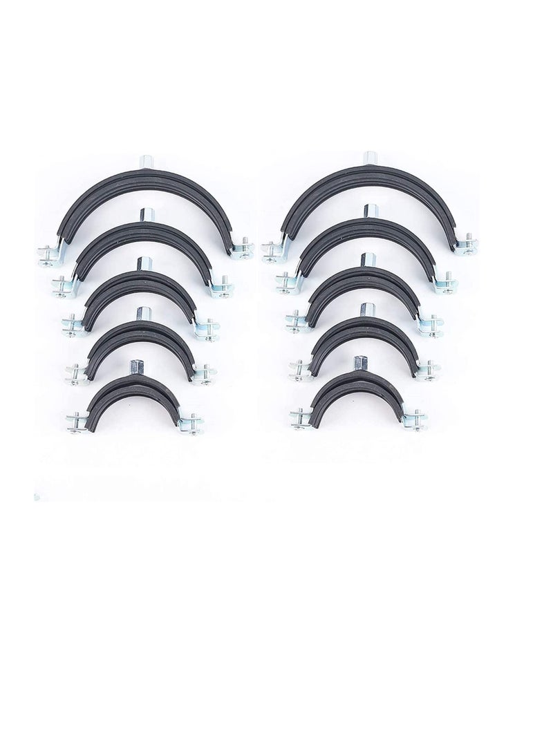 Heavy Duty Adjustable Two-screw Pipe Galvanized Iron (GI) Clamp with Rubber Lined or Unlined for Wall Ceiling Mount Pipe Supports, Split Ring Hanger (2 Inch, Pack of 10)  - Image 2