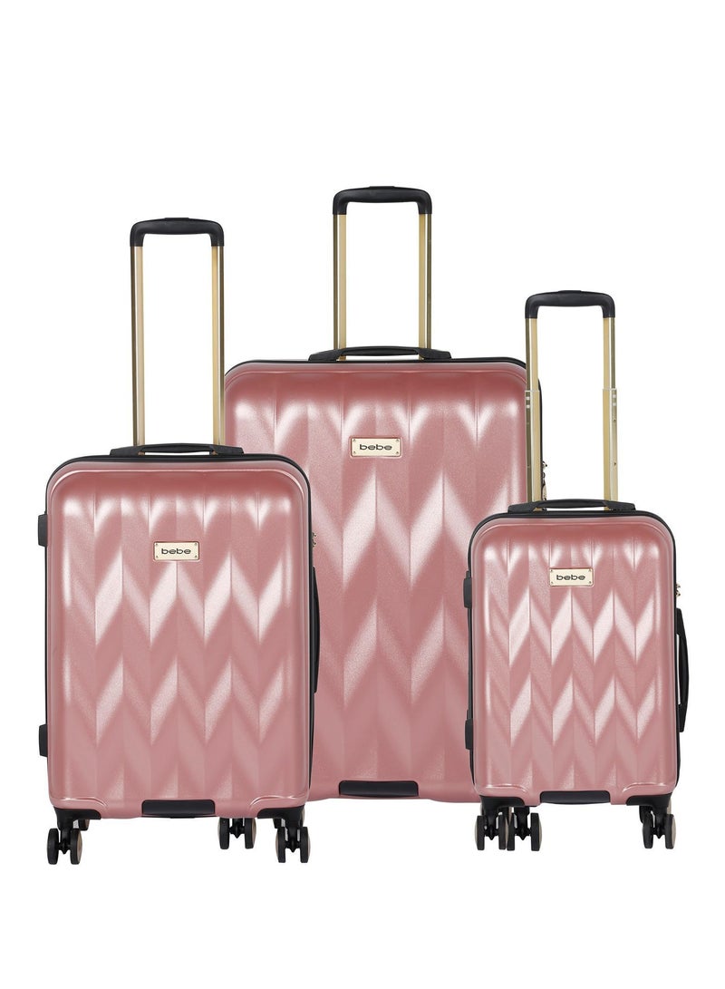 BEBE Ellise Hardside Luggage on Wheels for Unisex | Ultra Lightweight ABS on with Spinner Wheels 4 Color Rose Gold - Image 1
