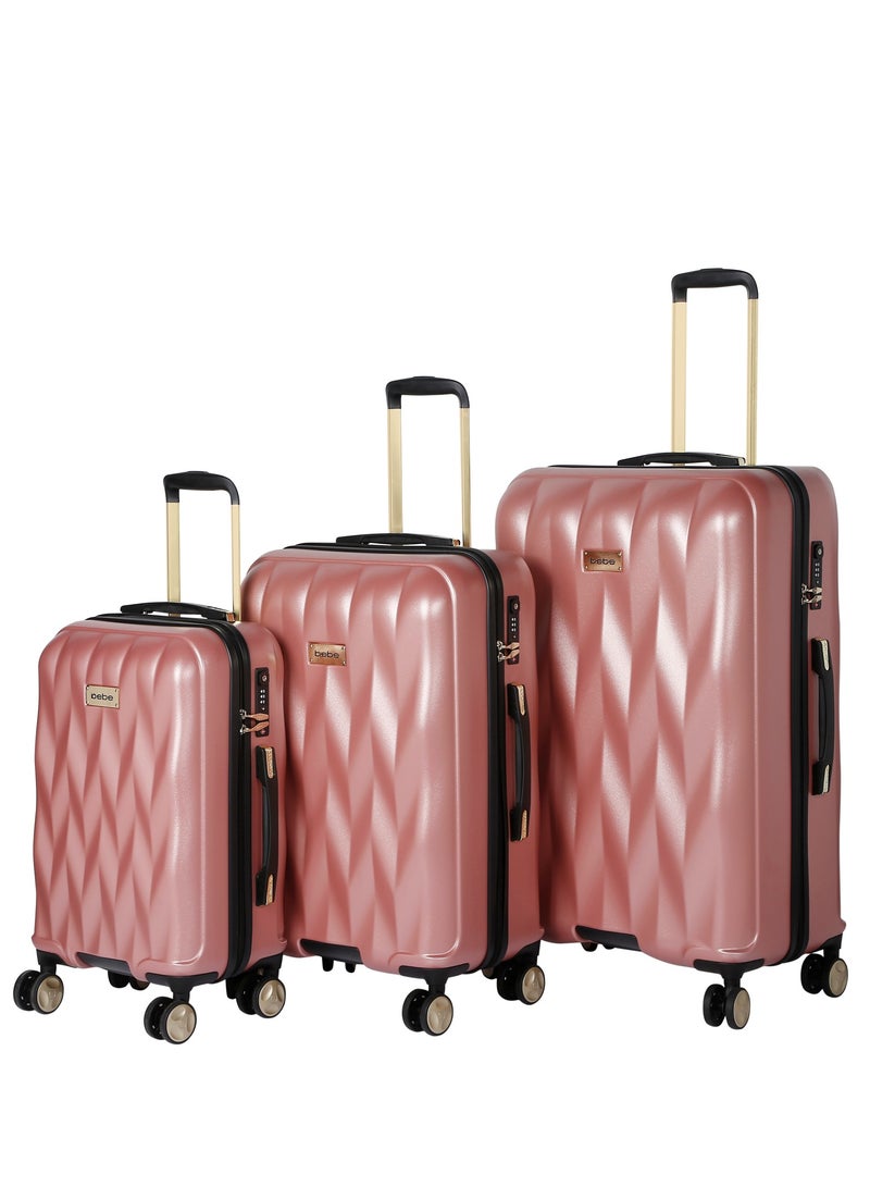 BEBE Ellise Hardside Luggage on Wheels for Unisex | Ultra Lightweight ABS on with Spinner Wheels 4 Color Rose Gold - Image 2