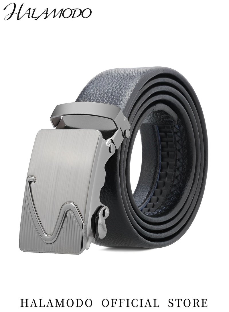 HALAMODO Men's Belt Leather Ratchet Dress Belt Classic Work Business Dress Belt Casual Every Day Leather Belt with Adjustable Buckle Trim to Fit - Image 2