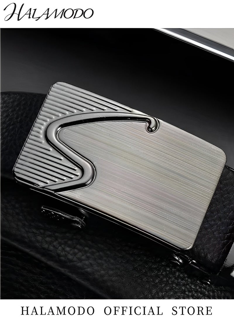 HALAMODO Men's Belt Leather Ratchet Dress Belt Classic Work Business Dress Belt Casual Every Day Leather Belt with Adjustable Buckle Trim to Fit - Image 3