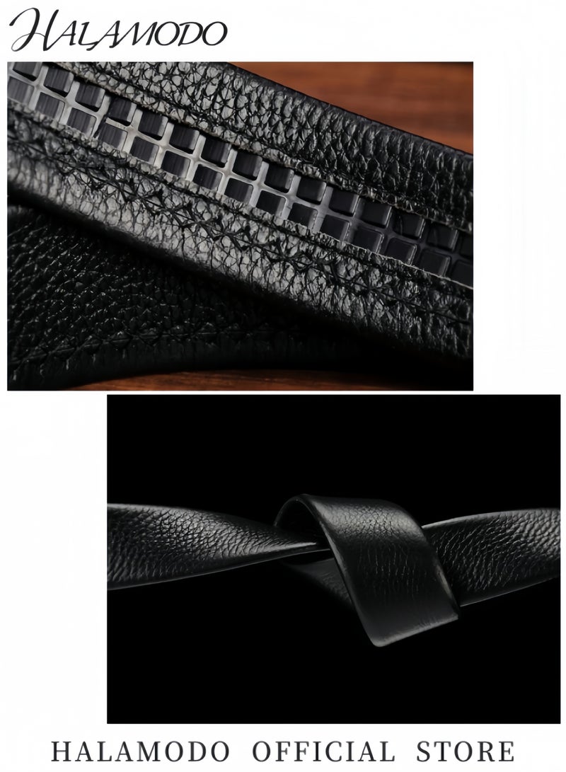 HALAMODO Men's Belt Leather Ratchet Dress Belt Classic Work Business Dress Belt Casual Every Day Leather Belt with Adjustable Buckle Trim to Fit - Image 4
