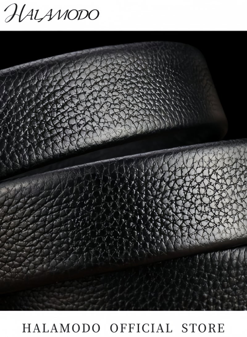 HALAMODO Men's Belt Leather Ratchet Dress Belt Classic Work Business Dress Belt Casual Every Day Leather Belt with Adjustable Buckle Trim to Fit - Image 5