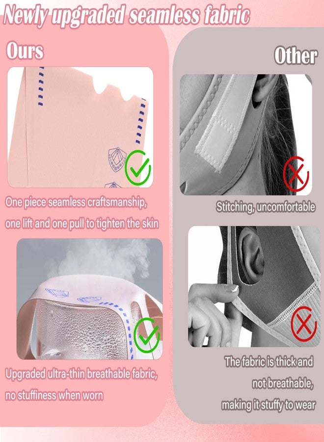 إيكيند حزام ذقن قابل لإعادة الاستخدام من إيكيند للنساء، قناع لشد الوجه وتقليل الذقن المزدوجة، حزام نوم قابل للتنفس، رباط مطاطي لشد الوجه وتنحيفه (عبوة من قطعتين، وردي) - Image 3