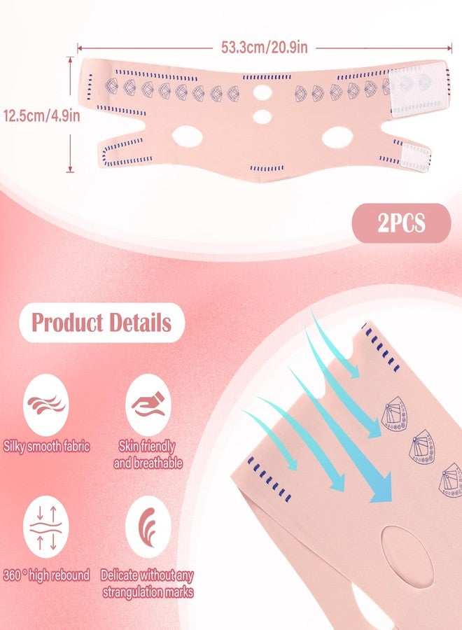 إيكيند حزام ذقن قابل لإعادة الاستخدام من إيكيند للنساء، قناع لشد الوجه وتقليل الذقن المزدوجة، حزام نوم قابل للتنفس، رباط مطاطي لشد الوجه وتنحيفه (عبوة من قطعتين، وردي) - Image 2