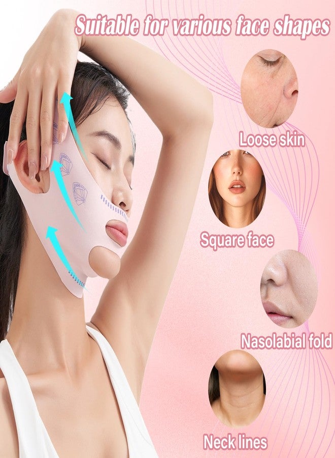 إيكيند حزام ذقن قابل لإعادة الاستخدام من إيكيند للنساء، قناع لشد الوجه وتقليل الذقن المزدوجة، حزام نوم قابل للتنفس، رباط مطاطي لشد الوجه وتنحيفه (عبوة من قطعتين، وردي) - Image 5