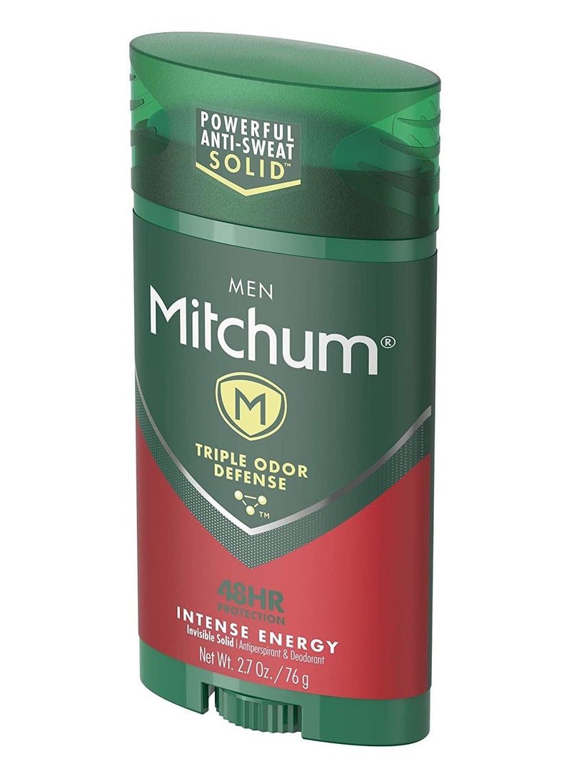 Mitchum Antiperspirant Deodorant Stick for Men, Triple Odor Defense Invisible Solid, 48 Hr Protection, Dermatologist d, Intense Energy 76g - Image 3