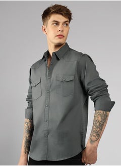 Dennis Lingo Granite Gray Regular Fit Cotton Shirt – Classic and Comfortable  - Image 2