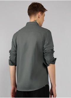 Dennis Lingo Granite Gray Regular Fit Cotton Shirt – Classic and Comfortable  - Image 3