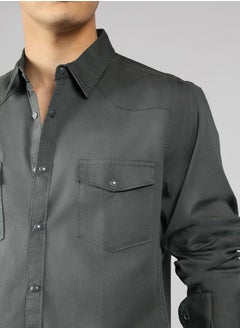 Dennis Lingo Granite Gray Regular Fit Cotton Shirt – Classic and Comfortable  - Image 5