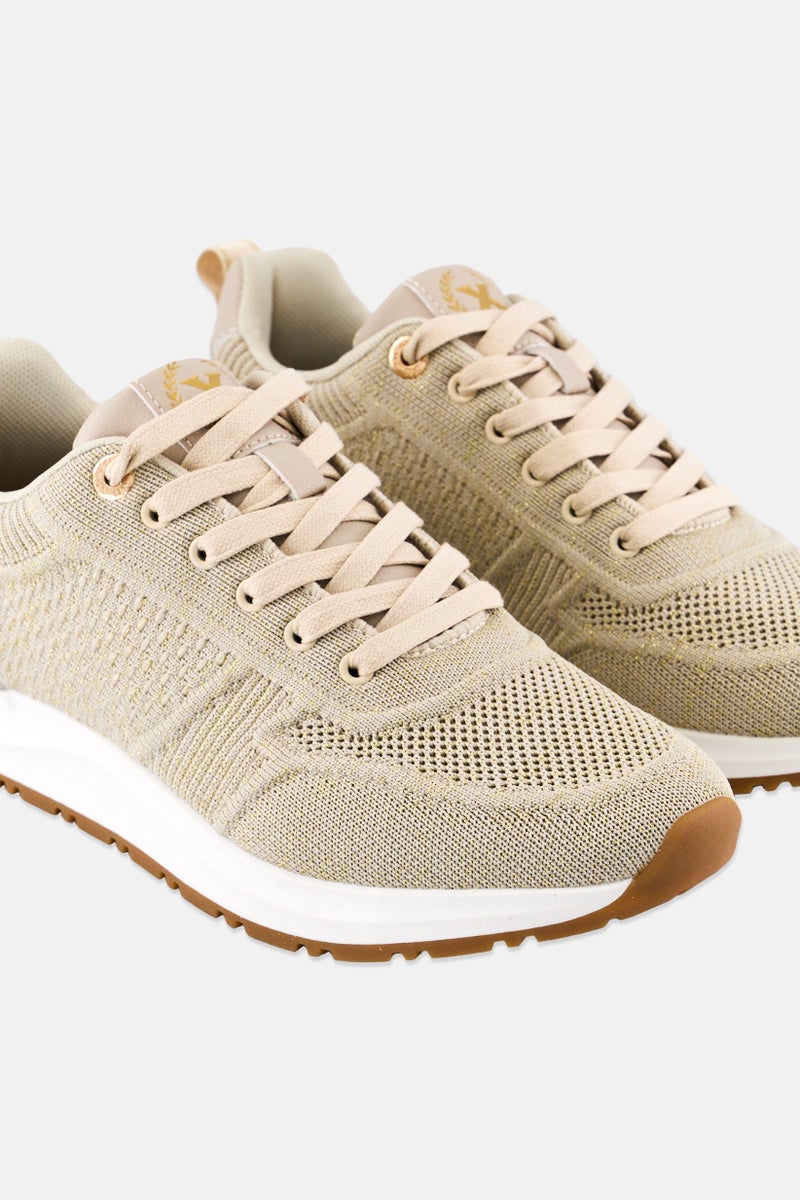 Xti Women Lace Up Casual Shoes, Beige - Image 3