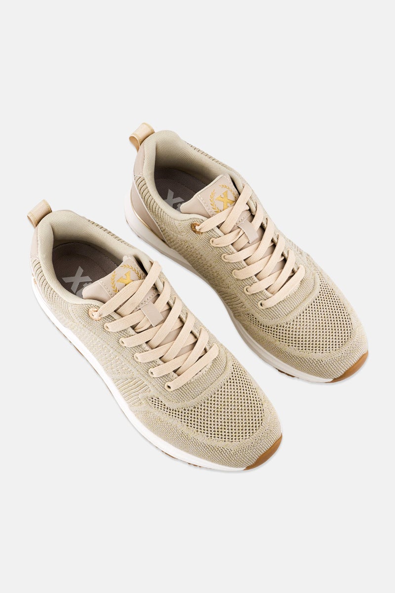 Xti Women Lace Up Casual Shoes, Beige - Image 2