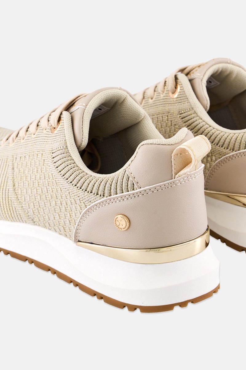 Xti Women Lace Up Casual Shoes, Beige - Image 4