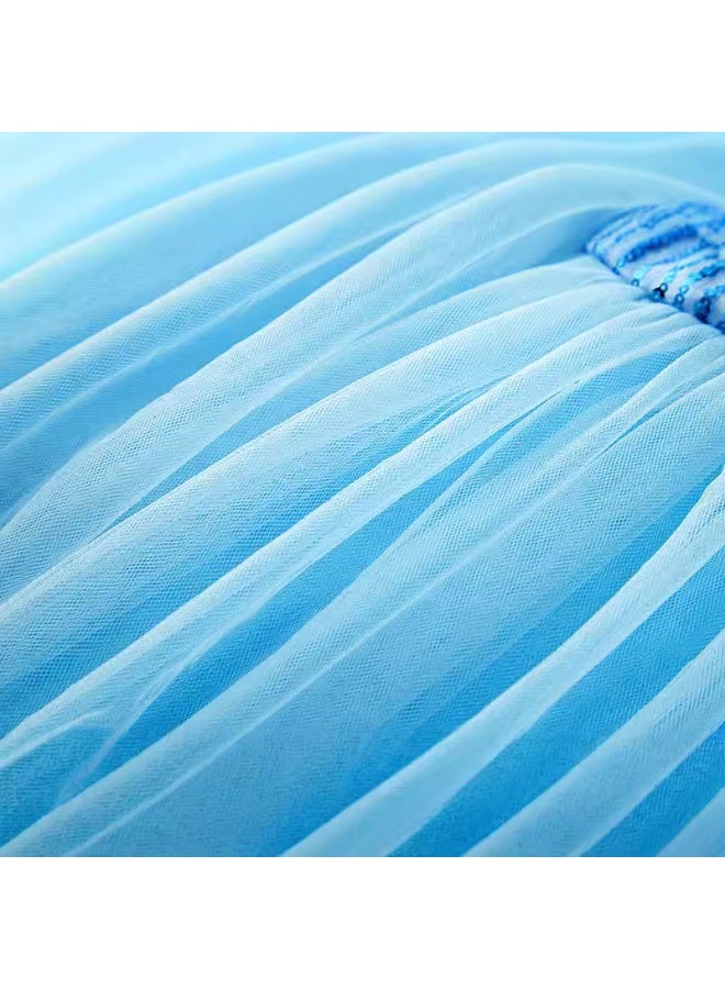 ميكسد أزياء ملكة الثلج، فستان الفتيات الحزب كوسبلاي فتاة الملابس ملكة الثلج عيد ميلاد الأميرة فستان الأطفال زي الزرقاء مع مجموعة الملحقات，120CM - Image 2