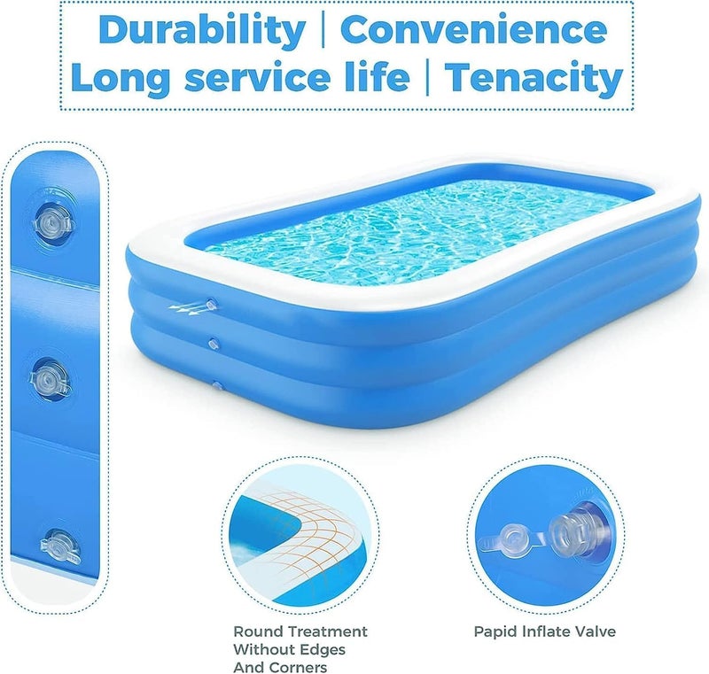 TDOO Inflatable Swimming Pool- Kiddie Pool 82.7" X 59" X 23.6",Durable and Thickened Design for Kids,Toddlers and Adults, Ideal for Ou r, Garden, Backyard(210 * 150 * 60CM) - Image 2