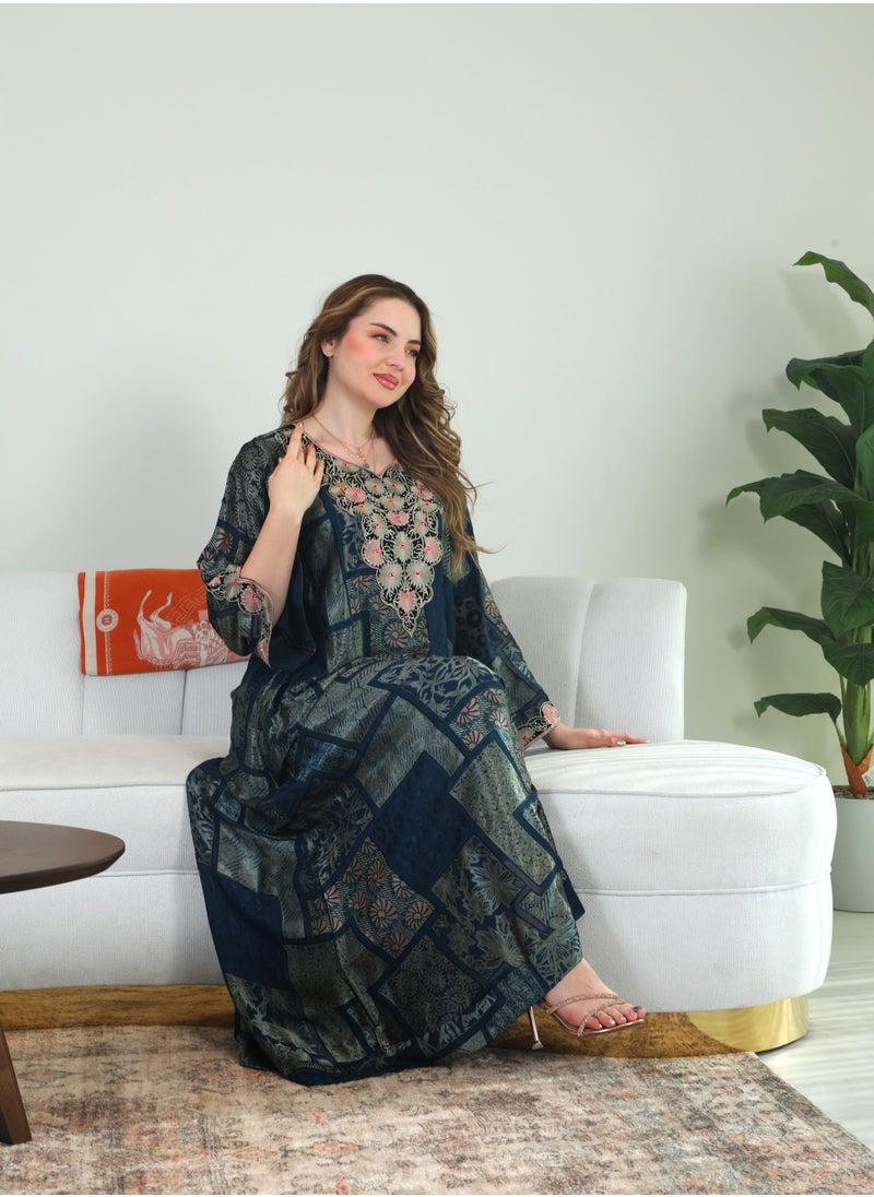 Bint Al Bilad Bint Al Bilad Women's Summer Long Luxury Jalabiya | Full-Length Kaftan Dress for Ramadan, Eid Ul Fitr, Wedding, Special Occasions | Embroidered Saudi Abaya | Modest Islamic Clothing  - Image 4