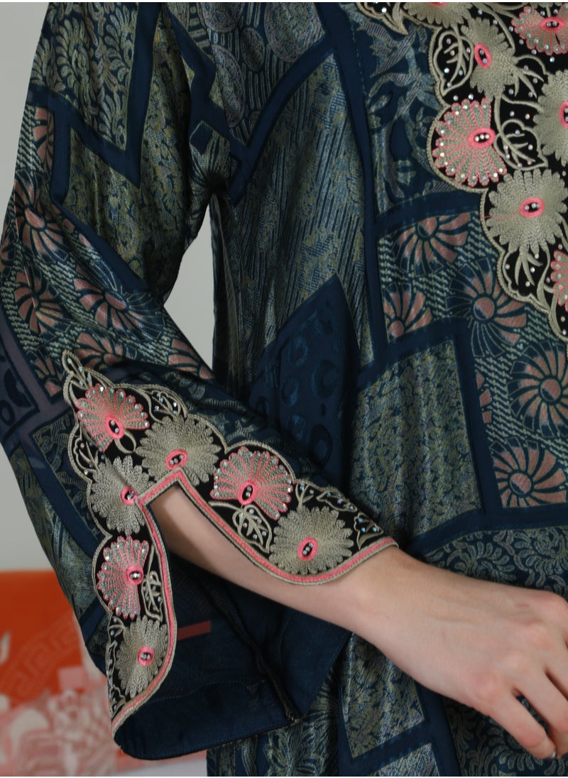 Bint Al Bilad Bint Al Bilad Women's Summer Long Luxury Jalabiya | Full-Length Kaftan Dress for Ramadan, Eid Ul Fitr, Wedding, Special Occasions | Embroidered Saudi Abaya | Modest Islamic Clothing  - Image 5