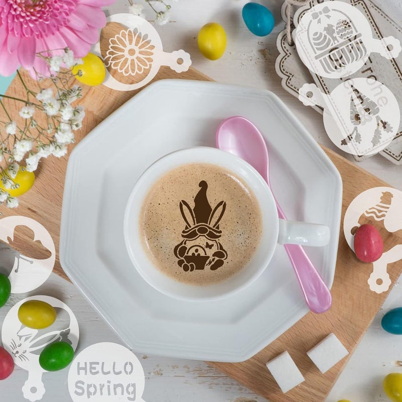 JULBEAR Easter Cookie Stencils, 36Pcs Reusable Eggs Bunny Cookie Coffee Stencils Templates Mold Tools for Cookies Baking Painting Dessert Coffee Decoration Easter Party Supplies - Image 4
