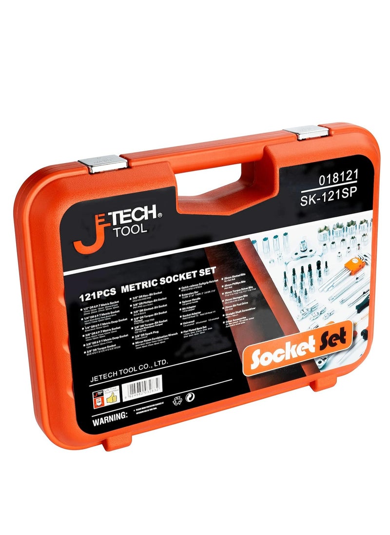 Jetech - Jetech 121 Pieces Mechanics tool set with 1/2 Inch, 1/4 Inch, 3/8 Inch Drive Sockets,for Auto Repairing and Household, with Storage Case - Image 1