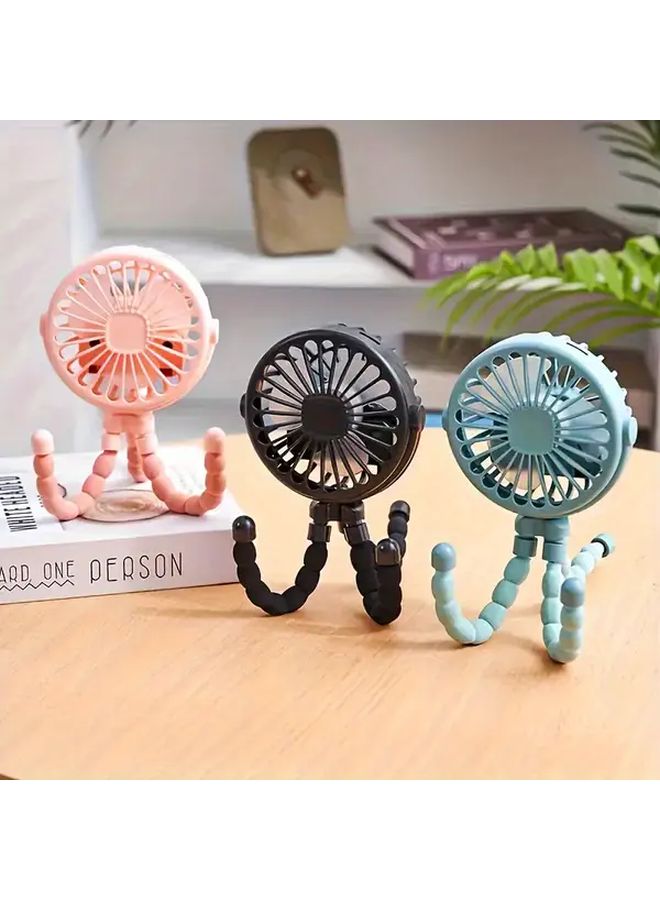 Pink Portable Fan With Flexible Tripod USB Charging Handheld Fan For Travel Outdoor Use - Image 1