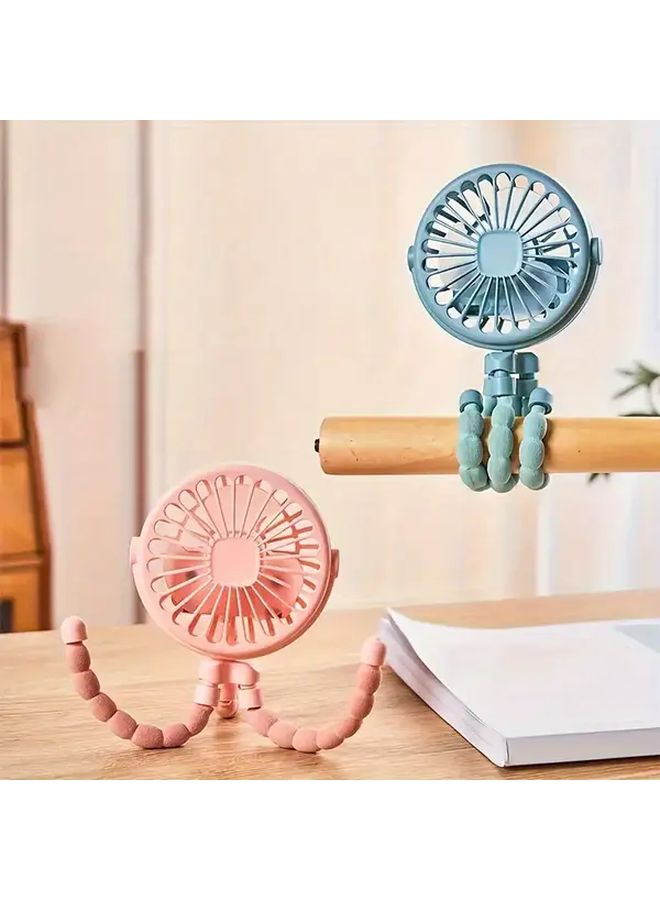 Pink Portable Fan With Flexible Tripod USB Charging Handheld Fan For Travel Outdoor Use - Image 2