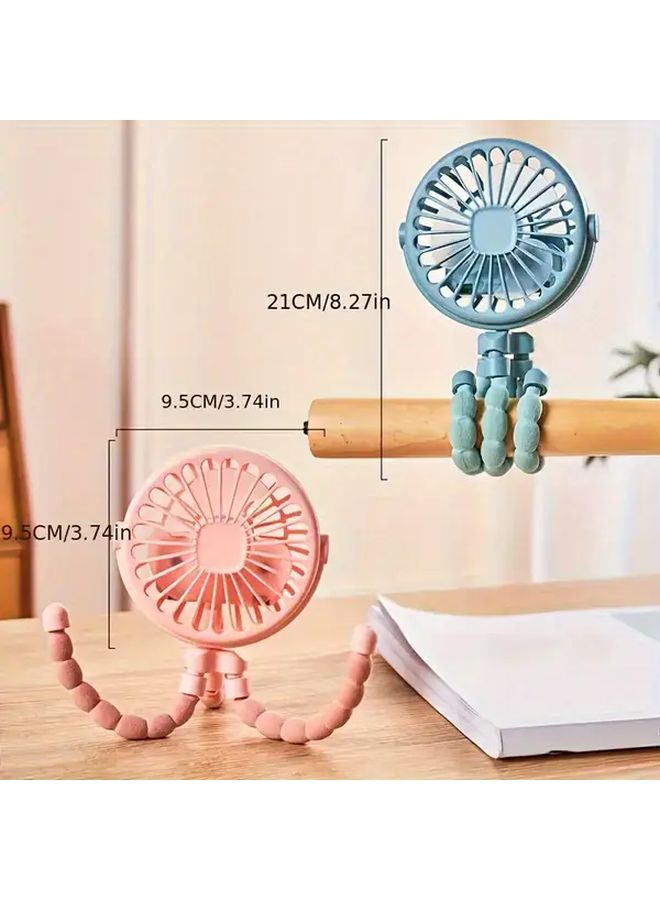 Pink Portable Fan With Flexible Tripod USB Charging Handheld Fan For Travel Outdoor Use - Image 4