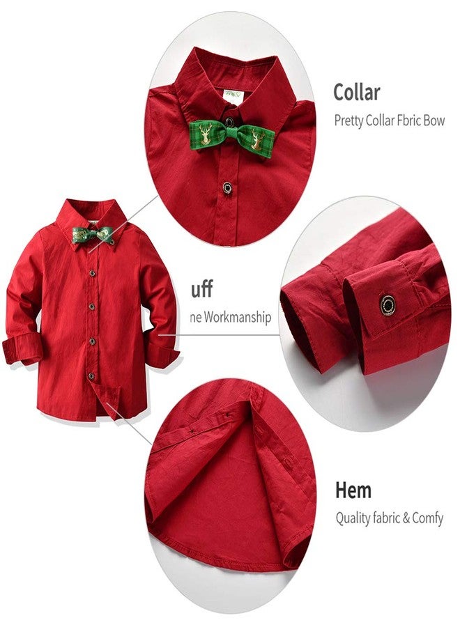 XIFAMNIY Baby Boys Christmas Gentleman Outfit 3Pcs Pants and Top Sets Newborn (Green, 2-3T) - Image 2