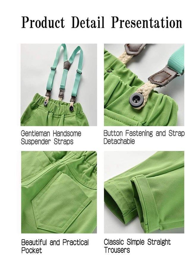 XIFAMNIY Baby Boys Christmas Gentleman Outfit 3Pcs Pants and Top Sets Newborn (Green, 2-3T) - Image 5