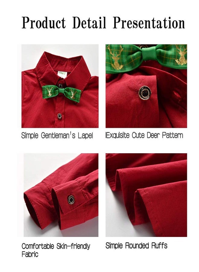 XIFAMNIY Baby Boys Christmas Gentleman Outfit 3Pcs Pants and Top Sets Newborn (Green, 2-3T) - Image 3