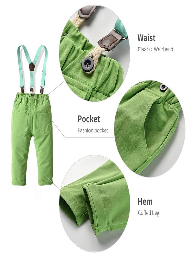 XIFAMNIY Baby Boys Christmas Gentleman Outfit 3Pcs Pants and Top Sets Newborn (Green, 2-3T) - Image 4