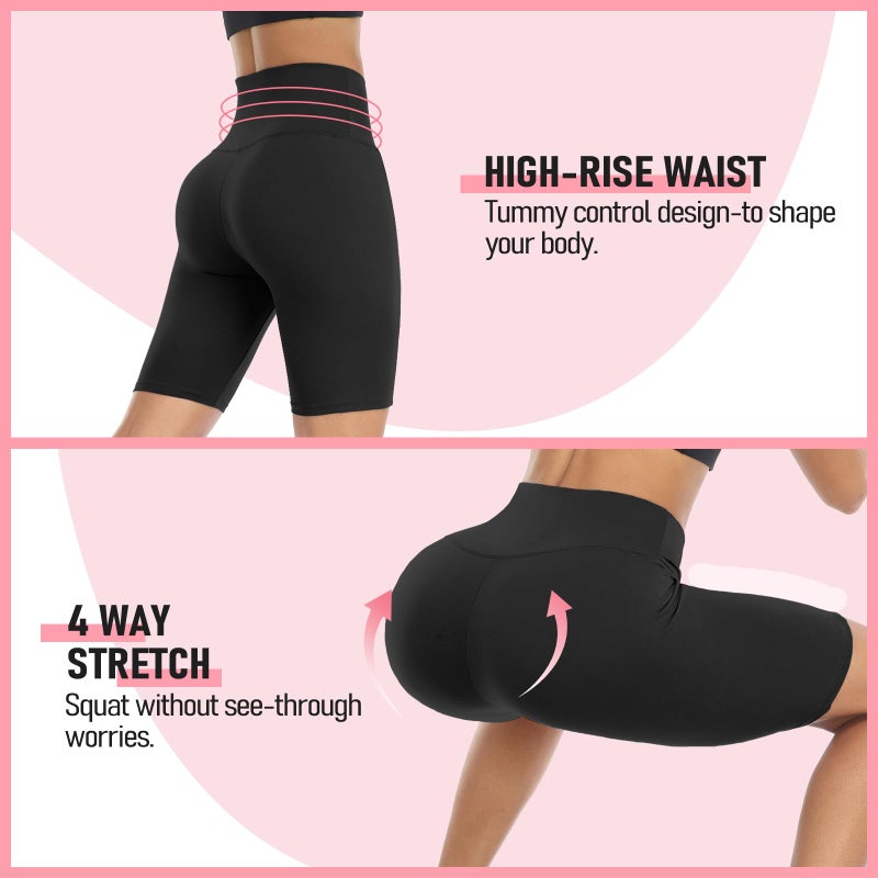 GROTEEN 7 Pack Biker Shorts for Women -8'' High Waisted Tummy Control Workout Yoga Spandex Shorts - Image 5
