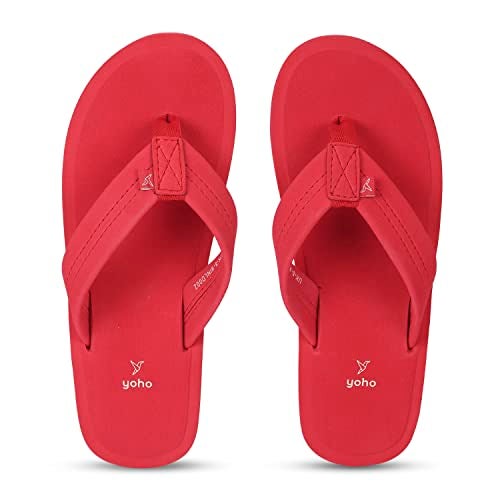 YOHO Women Red soft slippers | comfortable and stylish flip flop slippers for Women in exciting colors | Daily Use| Lightweight | Anti Skid Chappal | Bubbles Size- 8 - Image 1