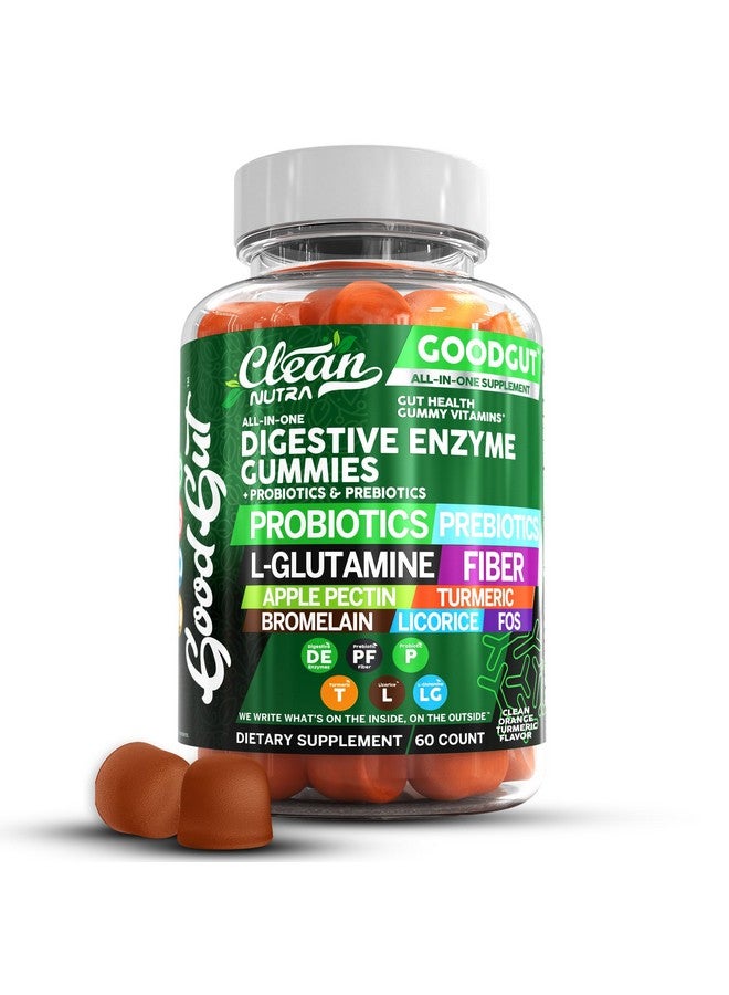 Clean Nutraceuticals إنزيمات هضمية من كلين نيوتراسيتيكالز مع بروبيوتيك وبريبايوتيك لصحة الجهاز الهضمي - حلوى جومي و L-جلوتامين لصحة الأمعاء - بروميلين - بكتين التفاح - إنولين - FOS - فيتامينات نباتية خالية من المنتجات الحيوانية - Image 1