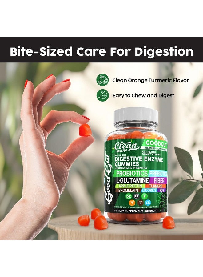 Clean Nutraceuticals إنزيمات هضمية من كلين نيوتراسيتيكالز مع بروبيوتيك وبريبايوتيك لصحة الجهاز الهضمي - حلوى جومي و L-جلوتامين لصحة الأمعاء - بروميلين - بكتين التفاح - إنولين - FOS - فيتامينات نباتية خالية من المنتجات الحيوانية - Image 4