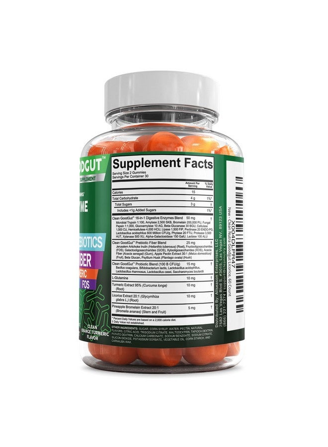 Clean Nutraceuticals إنزيمات هضمية من كلين نيوتراسيتيكالز مع بروبيوتيك وبريبايوتيك لصحة الجهاز الهضمي - حلوى جومي و L-جلوتامين لصحة الأمعاء - بروميلين - بكتين التفاح - إنولين - FOS - فيتامينات نباتية خالية من المنتجات الحيوانية - Image 3