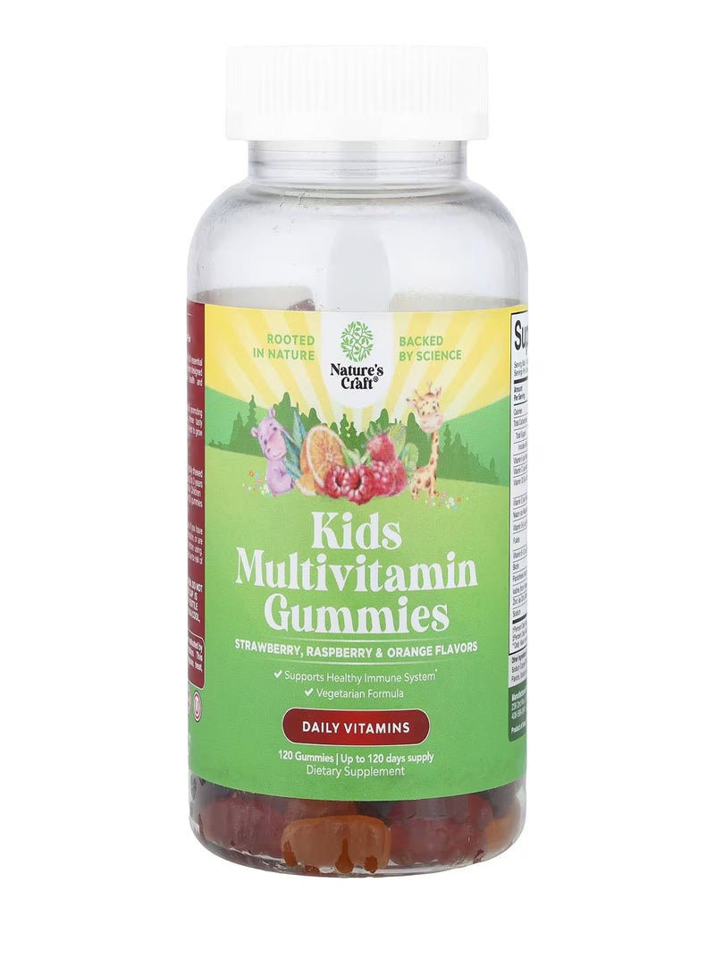 Nature's Craft Kids Multivitamin Gummies, Strawberry, Raspberry & Orange, 120 Gummies