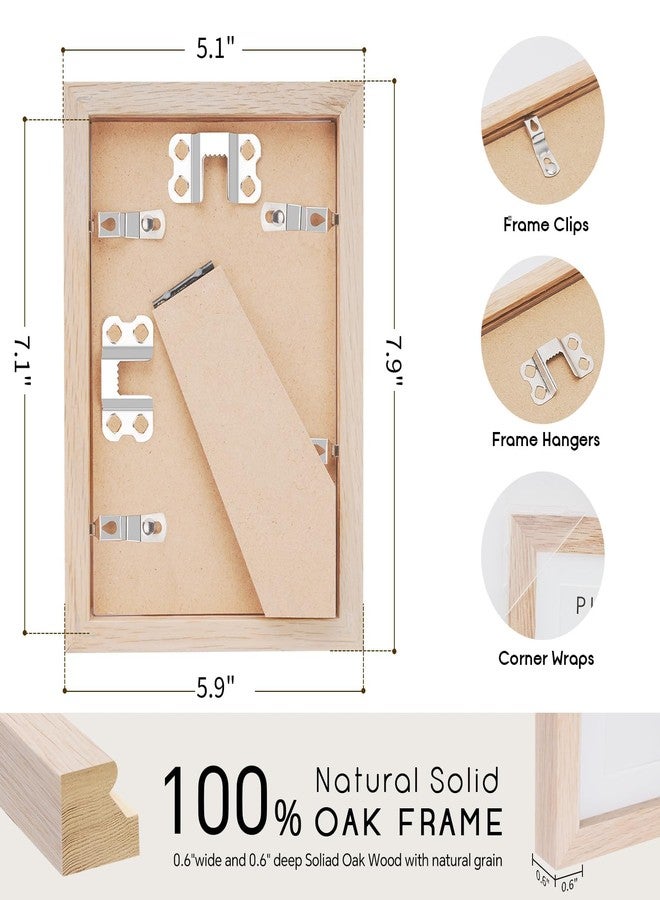 puthiac 5x7 Oak Wood Picture Frame - Minimalist 5x7 Picture Frame, 5"x7" Frame Wood, Natural Solid Wooden Picture Frames for Wall Art Photo and Prints(1 Pack, Beige) - Image 3
