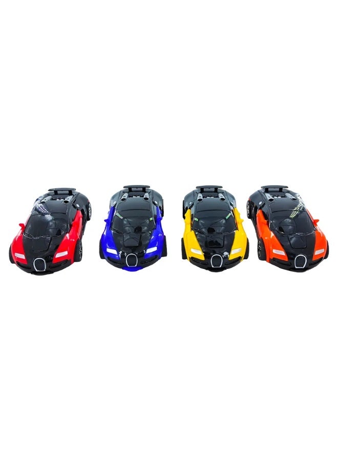 DAT Deformation Sport Car Toy with Transforming Robot Feature & Push Action, 8PCS, Blue, for Kids 3+ Play - Image 4