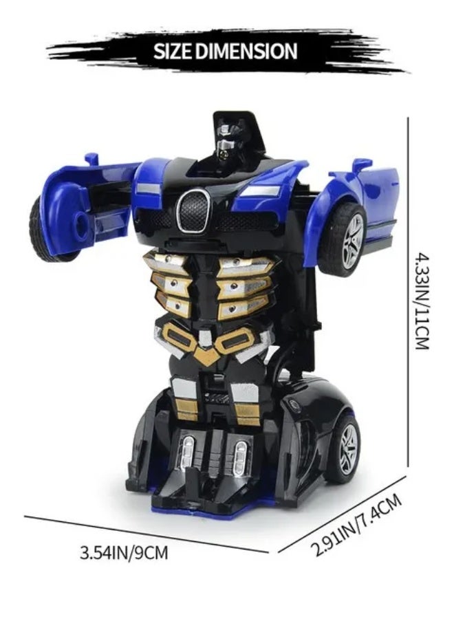 DAT Deformation Sport Car Toy with Transforming Robot Feature & Push Action, 8PCS, Blue, for Kids 3+ Play - Image 3